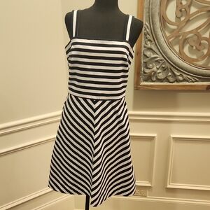 Michael Kors Black and White Striped Dress